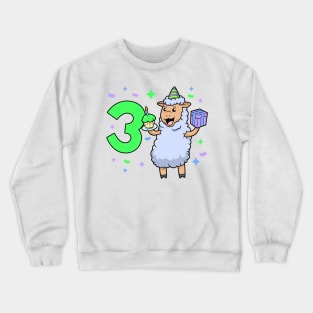 I am 3 with sheep - girl birthday 3 years old Crewneck Sweatshirt